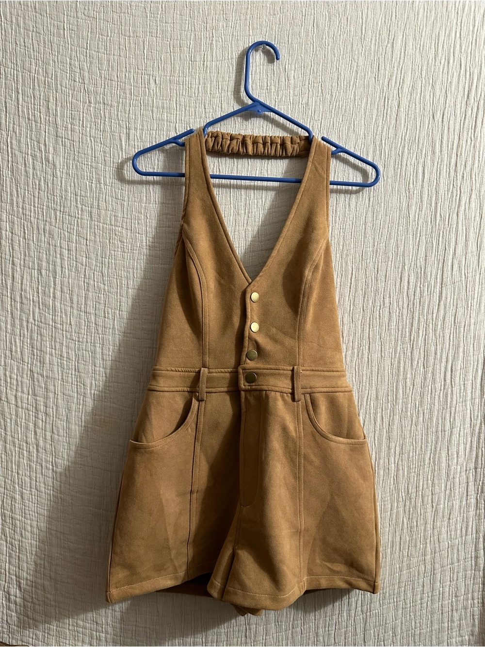 Hello Molly RODEO RAZZLE SUEDE HALTER ROMPER TAN size m - Picture 2 of 5